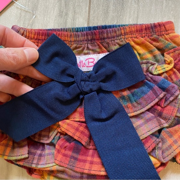 NWT RuffleButts Storybook Harvest Plaid Bubble Ruffle Bloomer with Bow, 0-3M - Picture 5 of 9